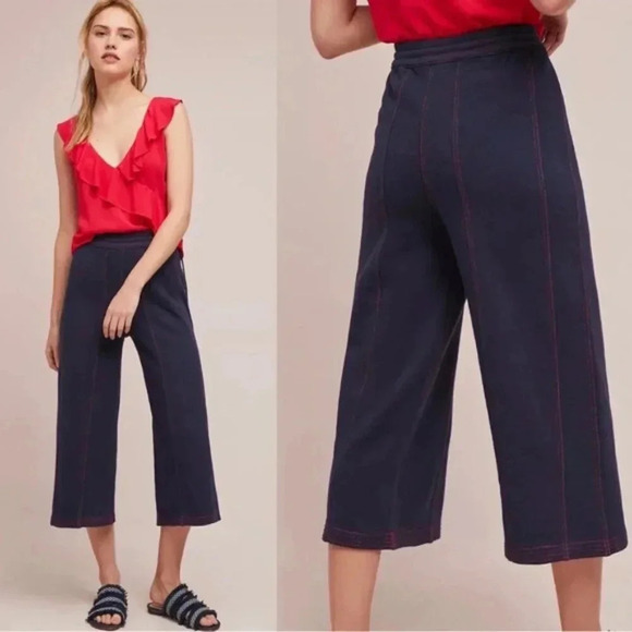 Anthropologie Navy Cropped Pants - Picture 1 of 8